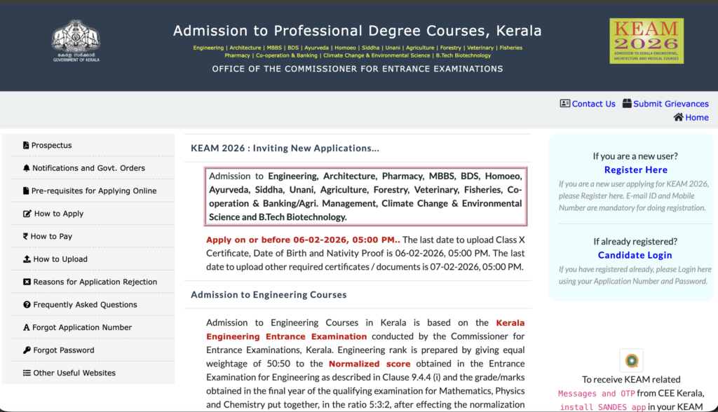 KEAM Apply procedure Step 1