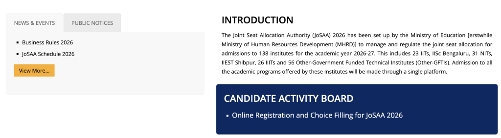 JOSAA Registration Steps