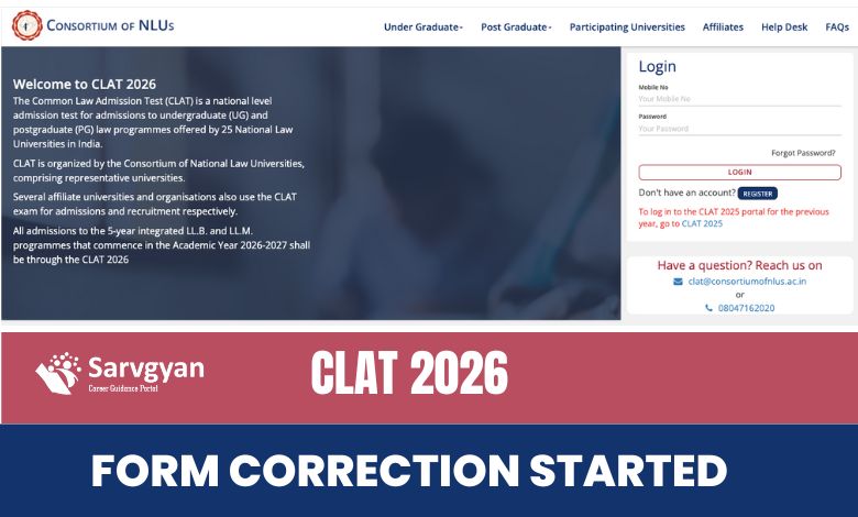 Window Clat CLAT 2026 Application Correction Window Open, Steps & Link Here