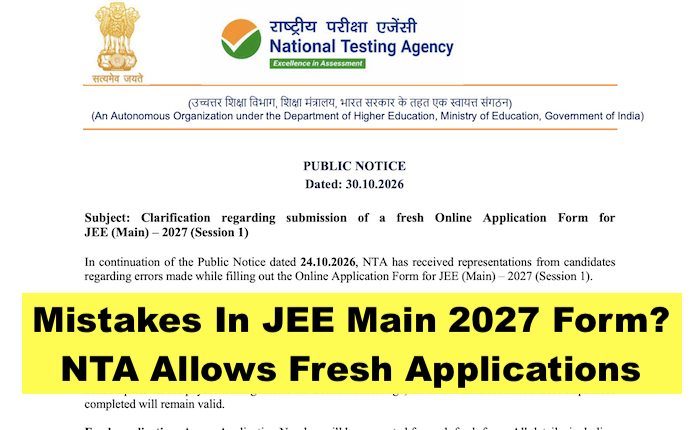 JEE 2027 Fresh Form submission